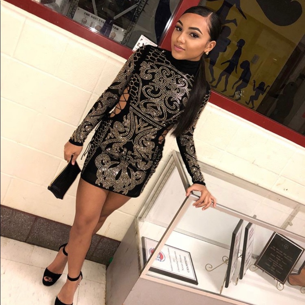 Black & Gold rhinestone dress